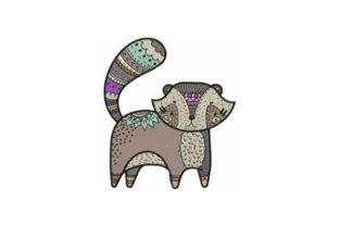 Charming Decorated Raccoon for Holiday Embroidery