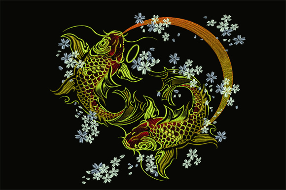 Gold Koi: A Bold and Elegant Embroidery Design