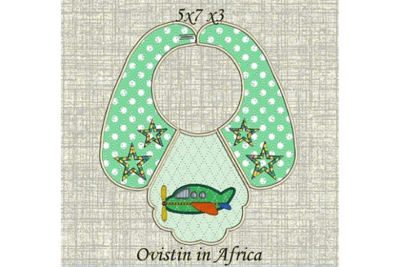 Green Plane Baby Bib: A Charming Embroidery Design