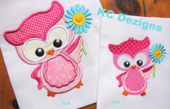 Spring Owl with Flower: A Charming Embroidery Design
