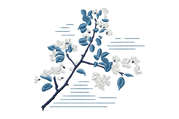 Stylized Apple Tree Branch: A Versatile Embroidery Design